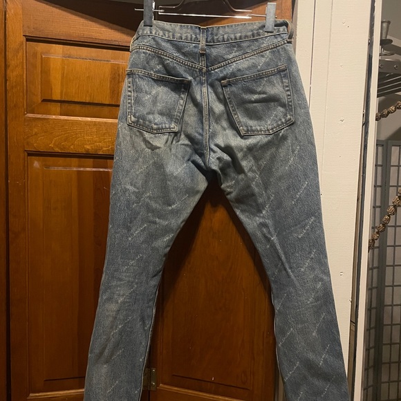 Balenciaga Faded Bleached Logo Straight Leg / Boyfriend Jeans - Picture 3 of 7